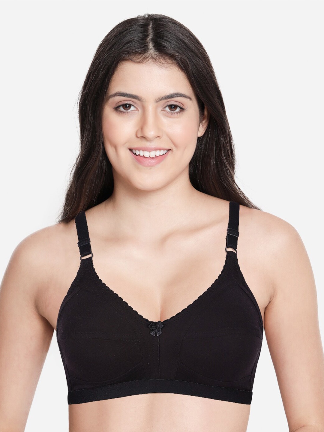 

shyaway Non Padded Non-Wired Full Coverage All Day Comfort Cotton Bra, Black