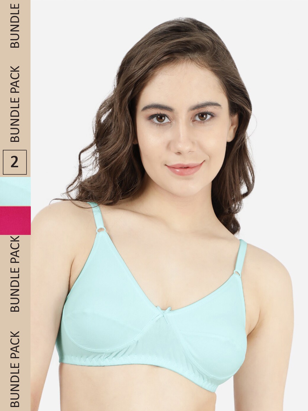 

shyaway Pack Of 2 Non Padded Non-Wired Full Coverage All Day Comfort Cotton Bra, Sea green