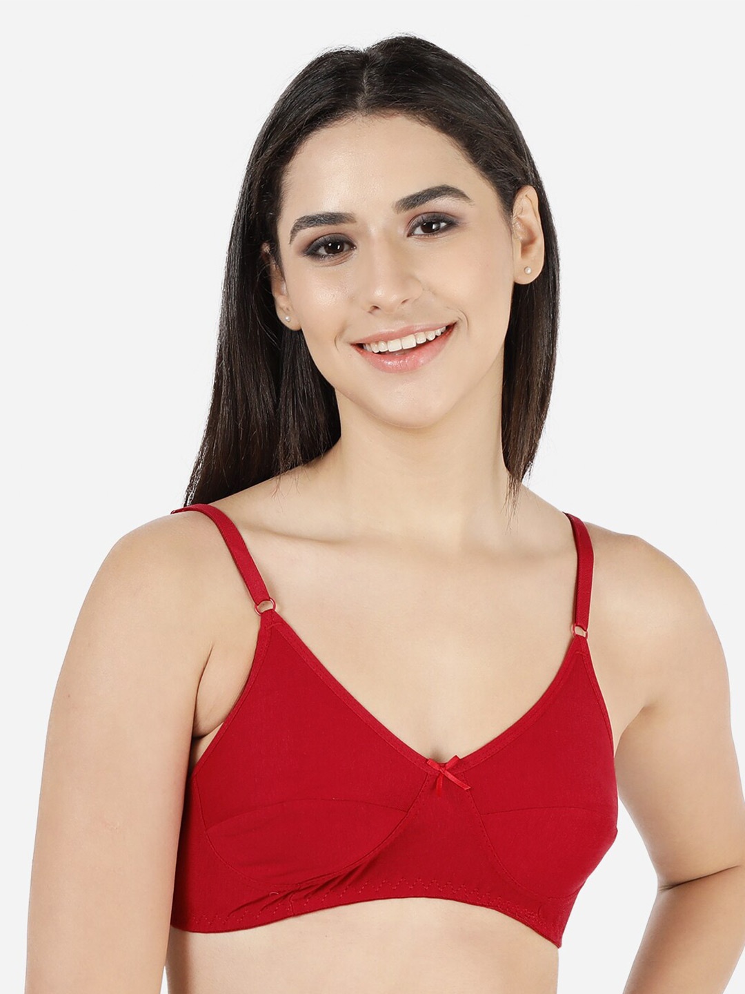 

shyaway Non Padded Non-Wired Full Coverage All Day Comfort Cotton Bra, Red