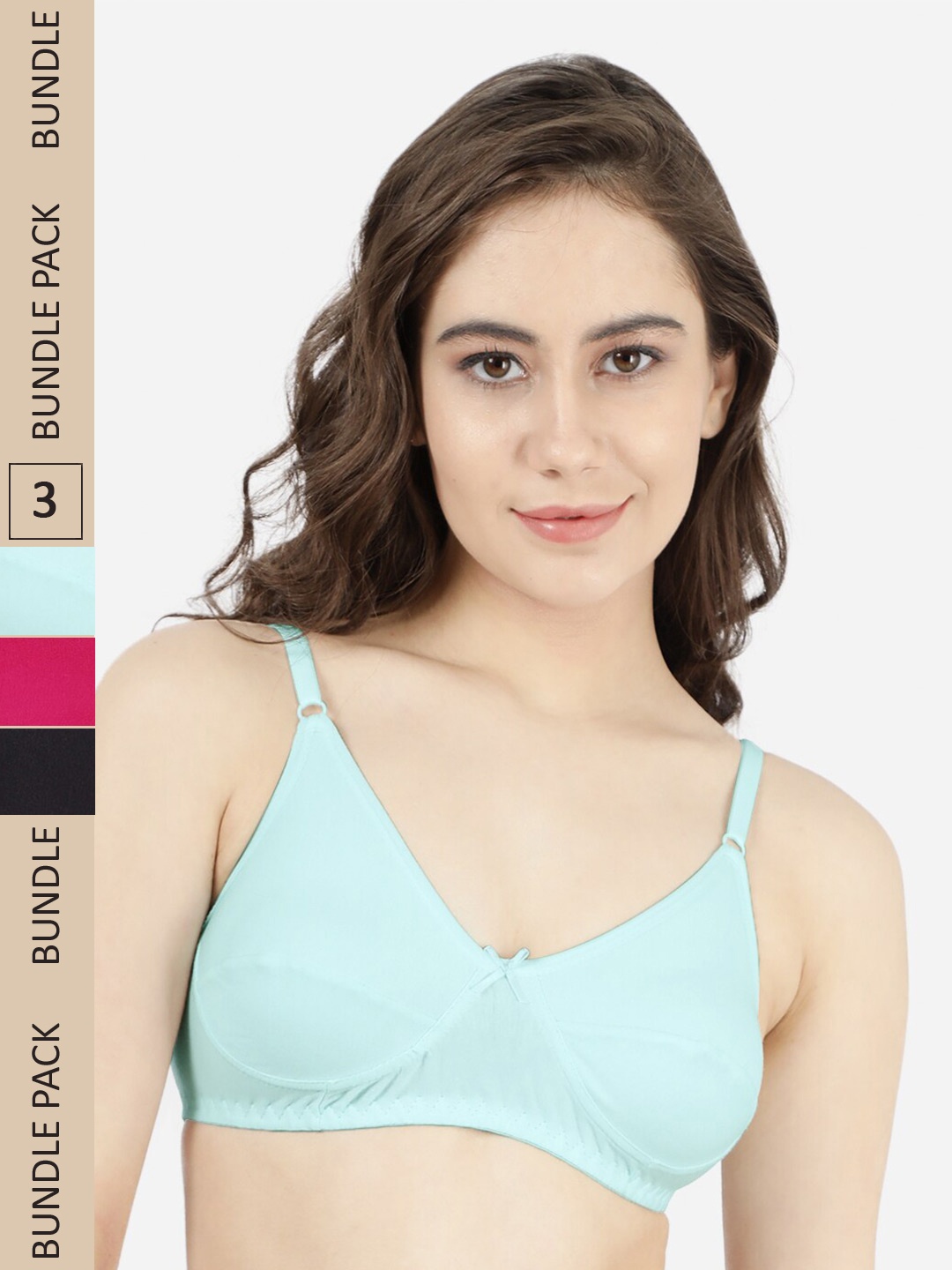 

shyaway Pack Of 3 Non Padded Non-Wired Full Coverage All Day Comfort Cotton Bra, Pink