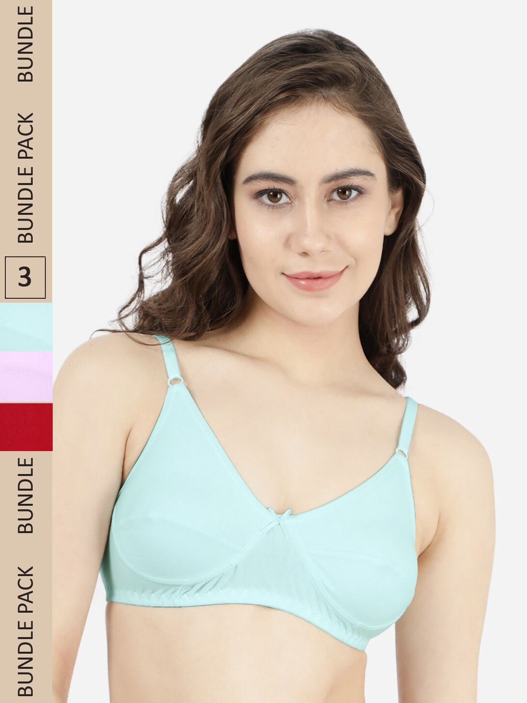 

shyaway Pack Of 3 Non Padded Non-Wired Full Coverage All Day Comfort Cotton Bra, Red