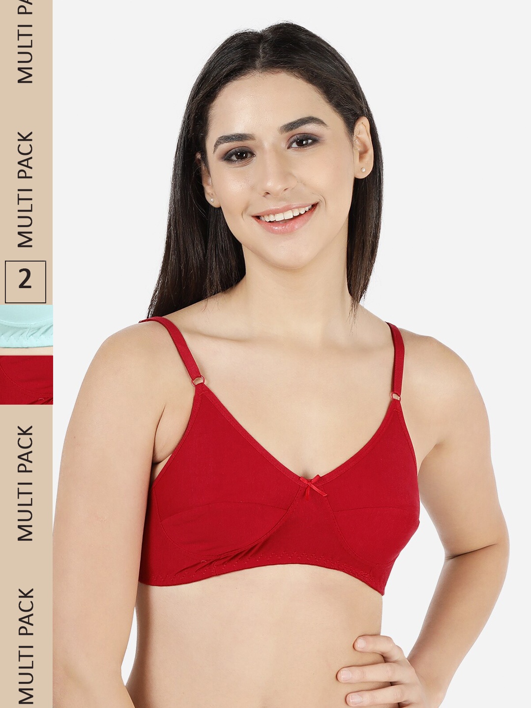 

shyaway Pack Of 2 Non Padded Non-Wired Full Coverage All Day Comfort Cotton Bra, Blue