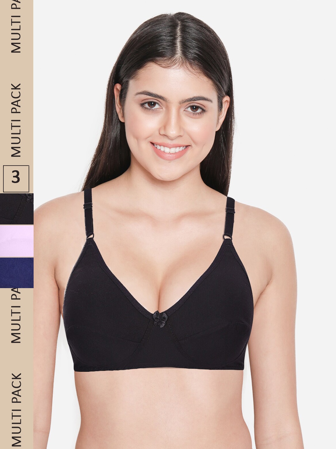 

shyaway Pack of 3 Non-Padded Cotton Everyday Bra, Lavender