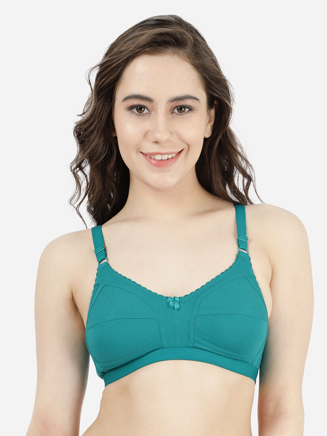 

shyaway Non Padded Non-Wired Full Coverage All Day Comfort Cotton Bra, Teal
