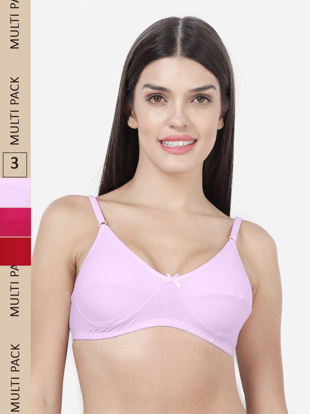 

shyaway Pack Of 3 Non Padded Non-Wired Full Coverage All Day Comfort Cotton Bra, Lavender