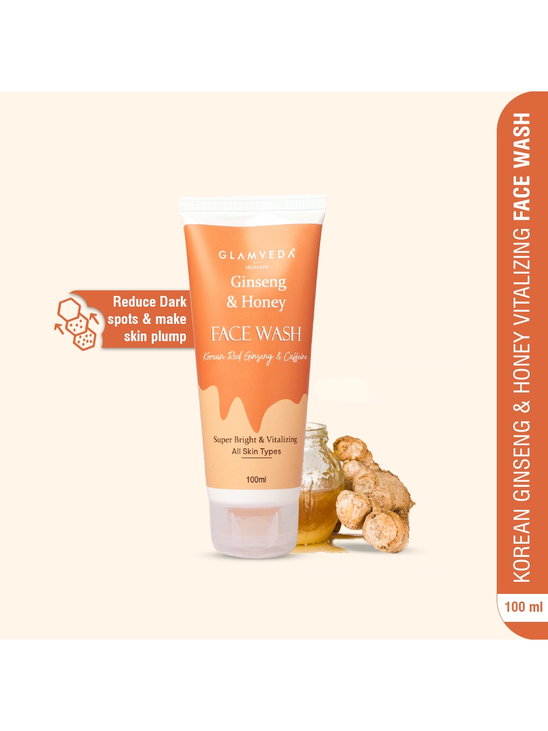 

GLAMVEDA Korean Ginseng & Honey Vitalizing Face Wash 100 ml, Orange