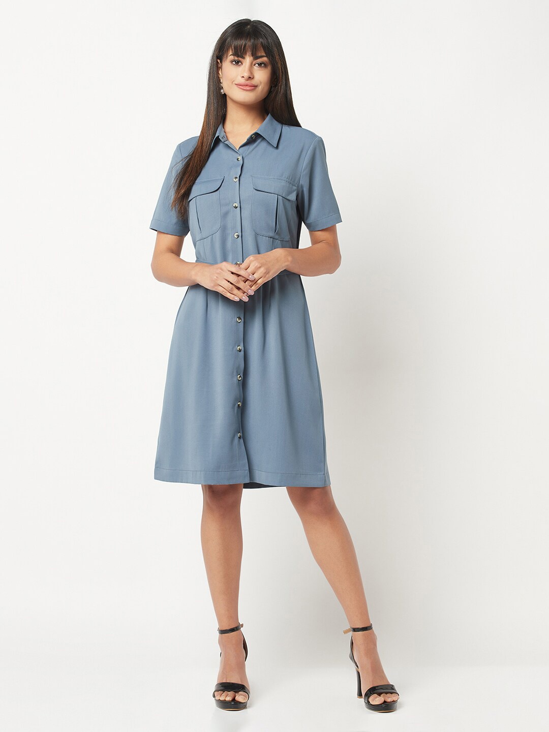 

HOUSE OF S Knee Length Shirt Dress, Blue