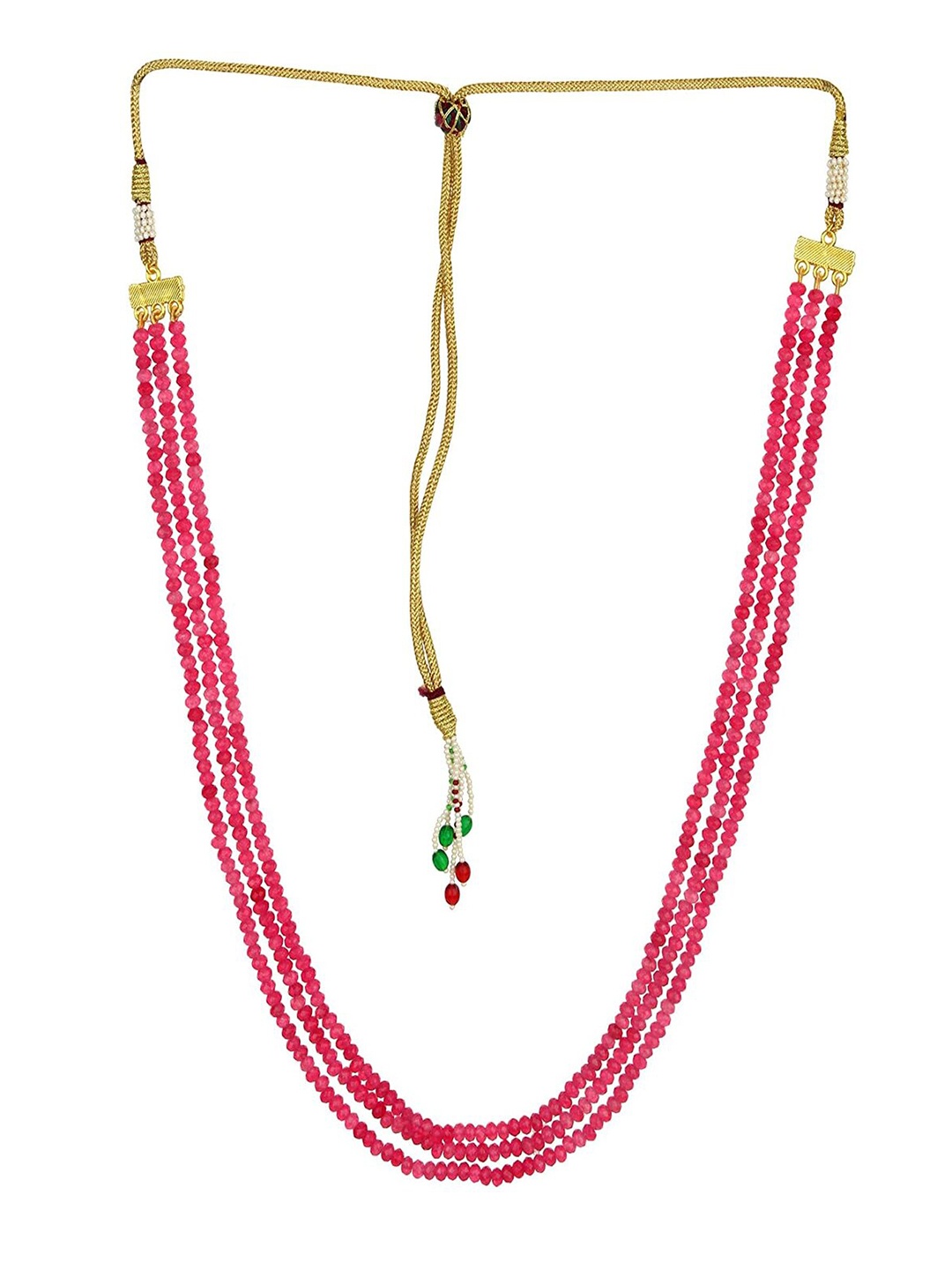 

Runjhun Gold-Plated Layered Beaded Necklace, Pink