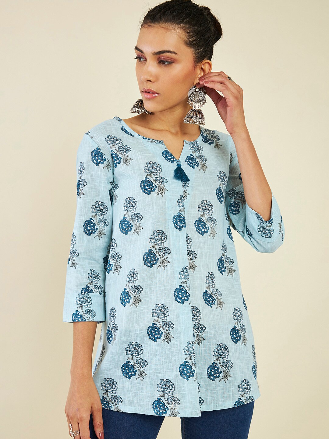 

Soch Blue Printed Cotton Tunic