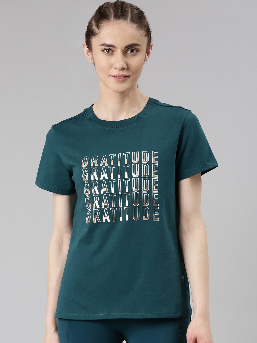 

Enamor Antimicrobial Active Cotton Printed T-shirt, Green