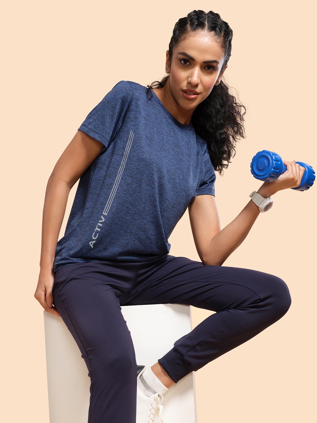 

Enamor Antimicrobial Round Neck T-shirt, Navy blue