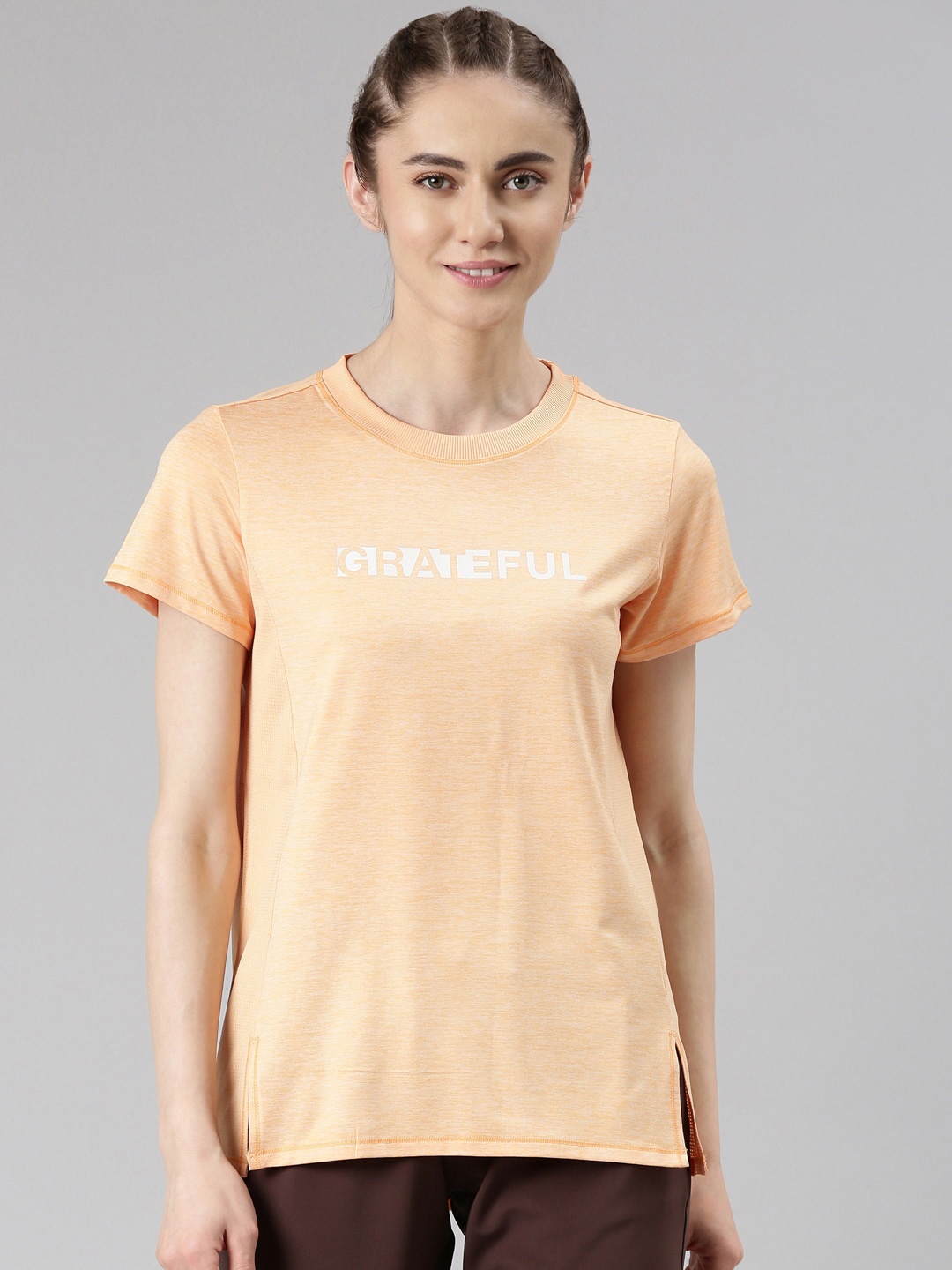 Enamor Typography Printed Antimicrobial T-shirt, Orange