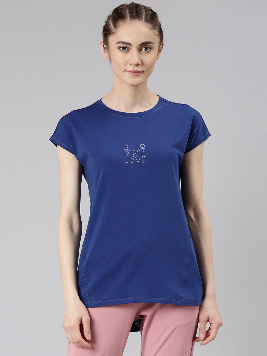 

Enamor Dry Fit Antimicrobial Cotton Spandex Active Stay Fresh Workout T-shirt, Blue