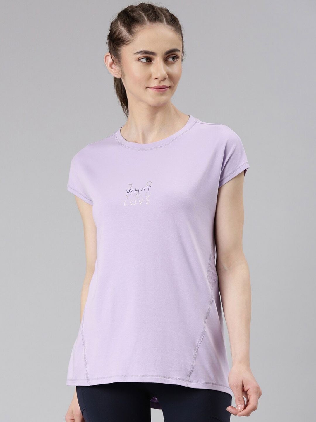 

Enamor Round Neck Cotton Antimicrobial T-shirt, Lavender