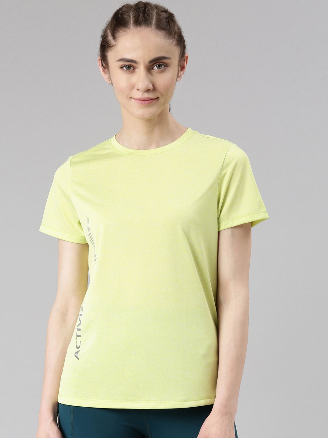 

Enamor Plus Size Round Neck Antimicrobial Dry-Fit Outdoor T-shirt, Yellow