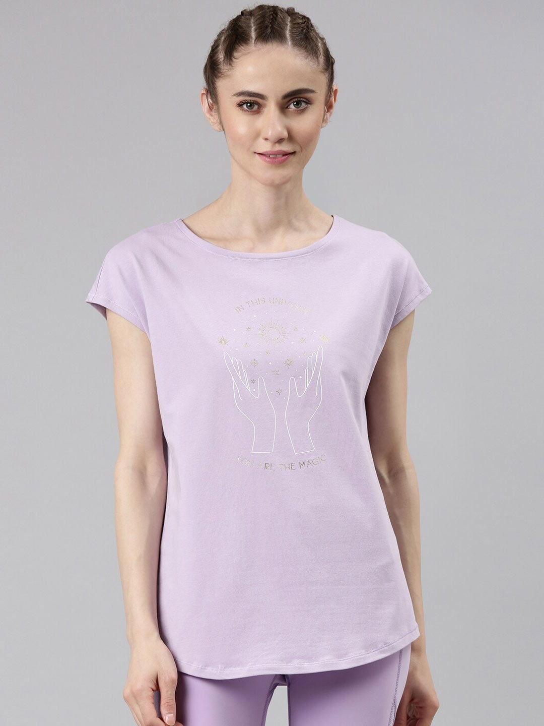 

Enamor Graphic Printed Antimicrobial Meditate T-shirt, Purple