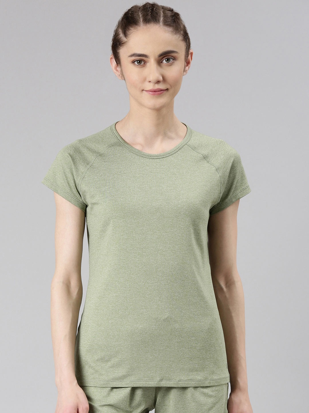 

Enamor Plus Size Round Neck Dry Fit Antimicrobial T-shirt, Green