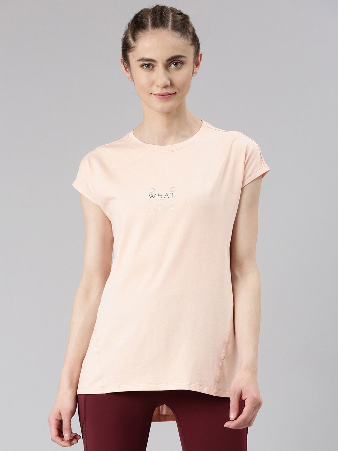

Enamor Antimicrobial Active Stay Fresh Workout T-shirt, Peach