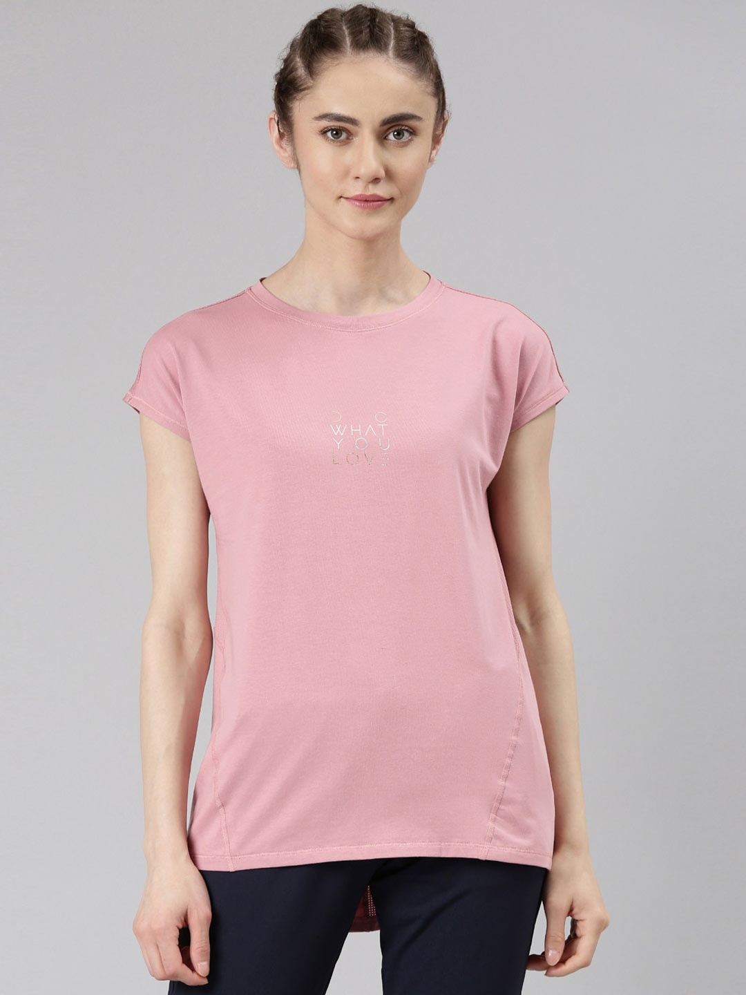 

Enamor Antimicrobial Round Neck T-shirt, Pink