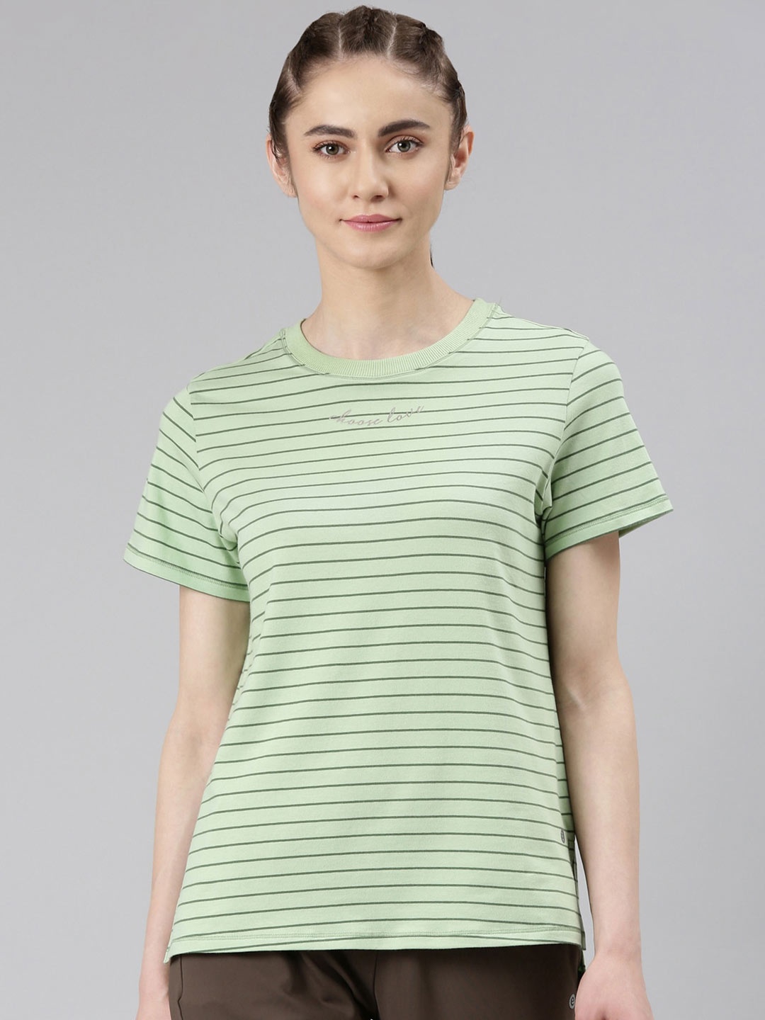 

Enamor Striped Antimicrobial Active Cotton T-shirt, Green