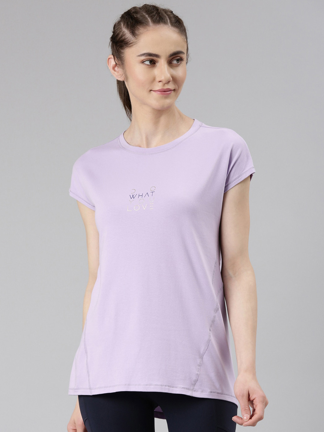 

Enamor Antimicrobial Round Neck T-shirt, Purple
