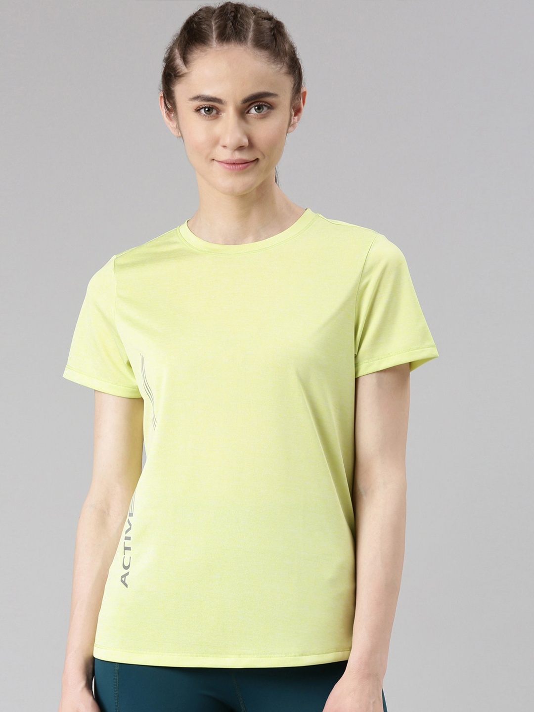 

Enamor Graphic Printed Dry Fit Antimicrobial T-shirt, Yellow