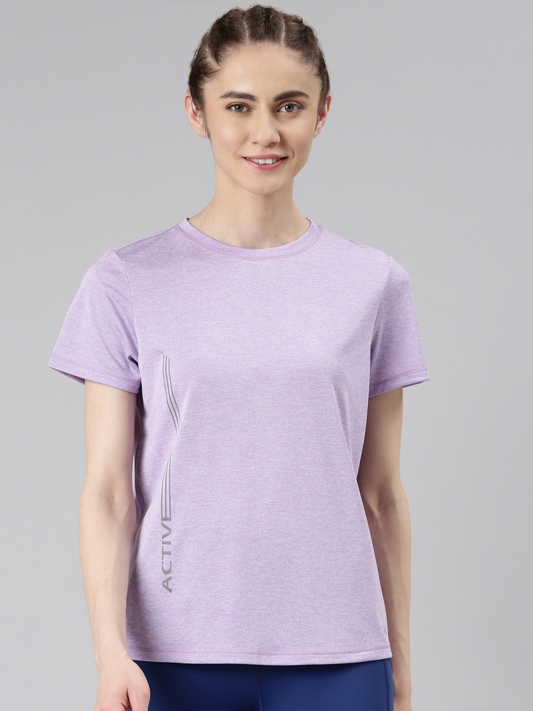 

Enamor Typography Printed Dry Fit Antimicrobial T-shirt, Purple