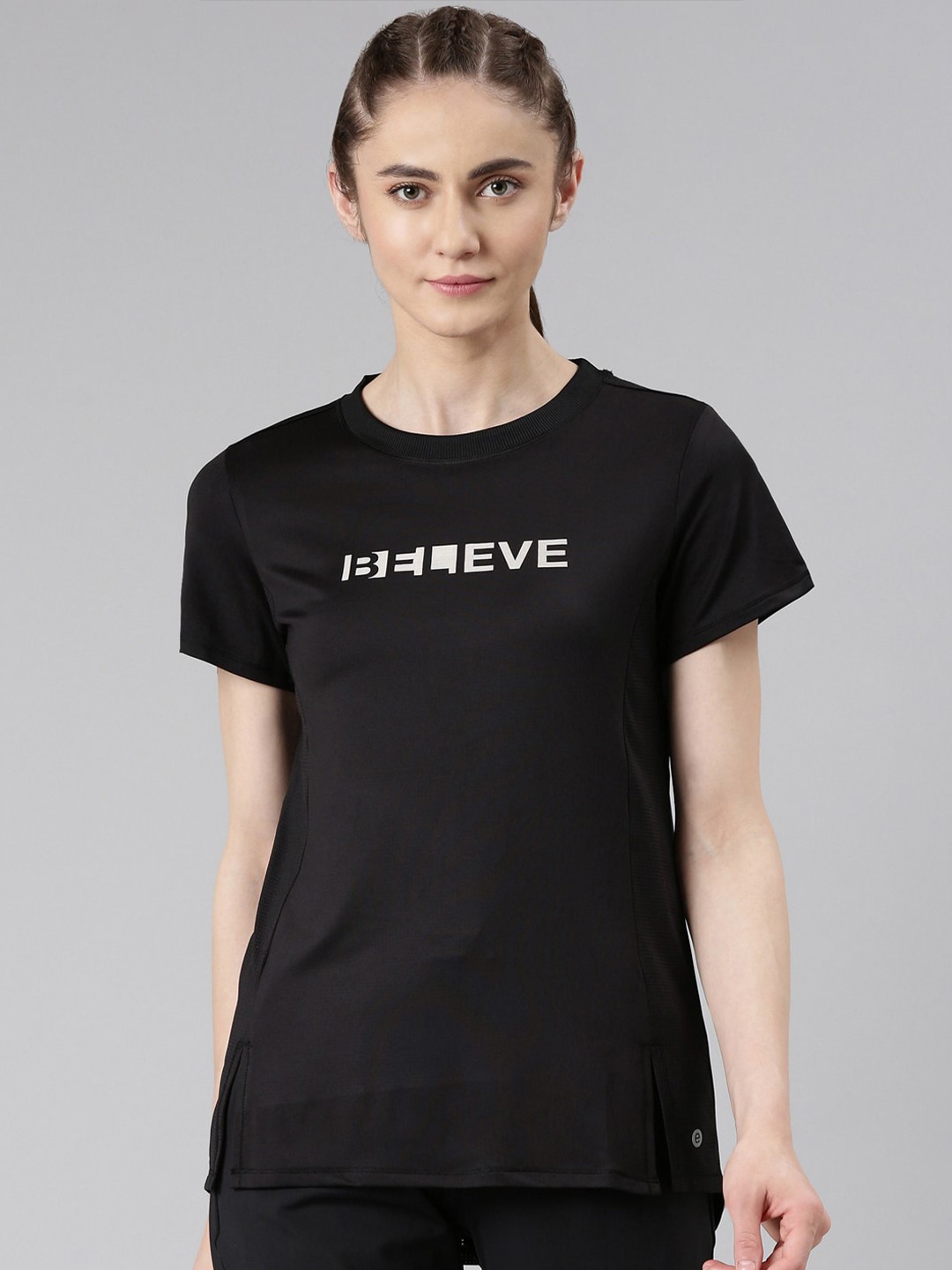 

Enamor Round Neck Dry Fit Antimicrobial Active T-shirt, Black