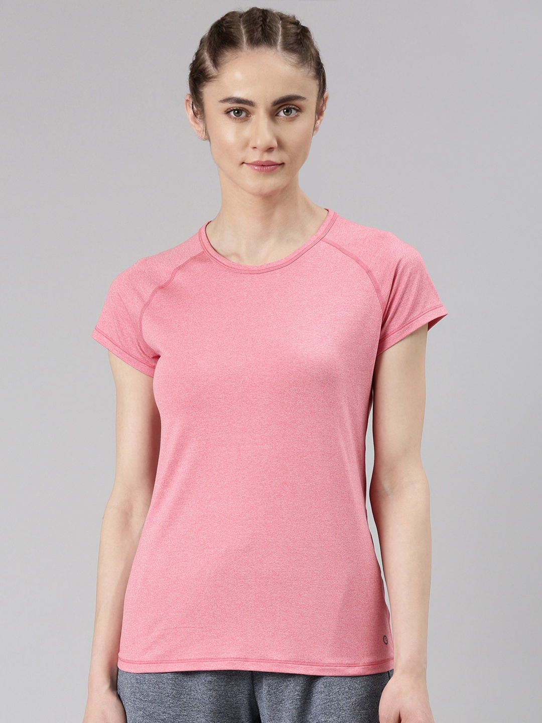 

Enamor Raglan Sleeves Dry Fit Antimicrobial Slim Fit Active T-shirt, Pink
