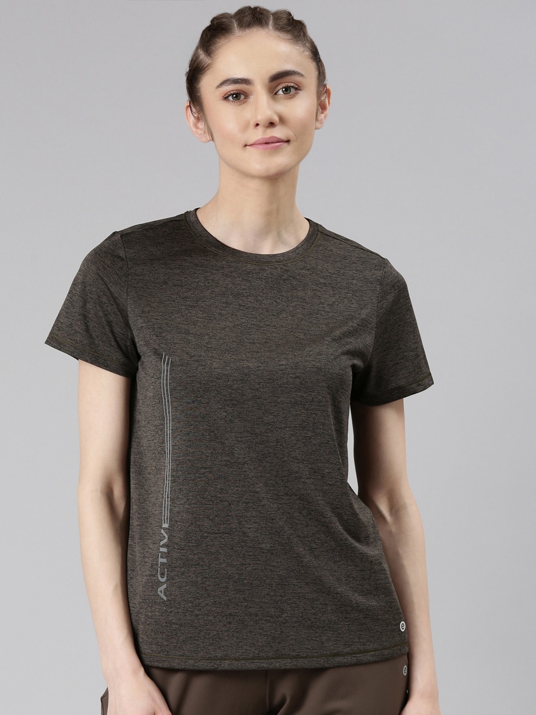 

Enamor Round Neck Dry Fit Antimicrobial Active T-shirt, Olive