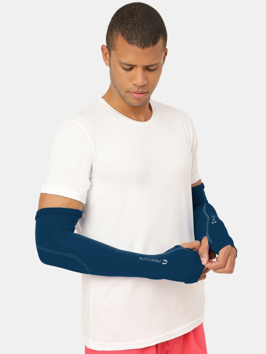

FREECULTR Bamboo Cotton Antibacterial Arm Sleeves Gloves, Blue