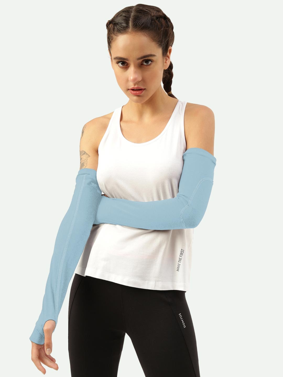 

FREECULTR Women Synthetic Arm Sleeves with in Built Glove, Blue