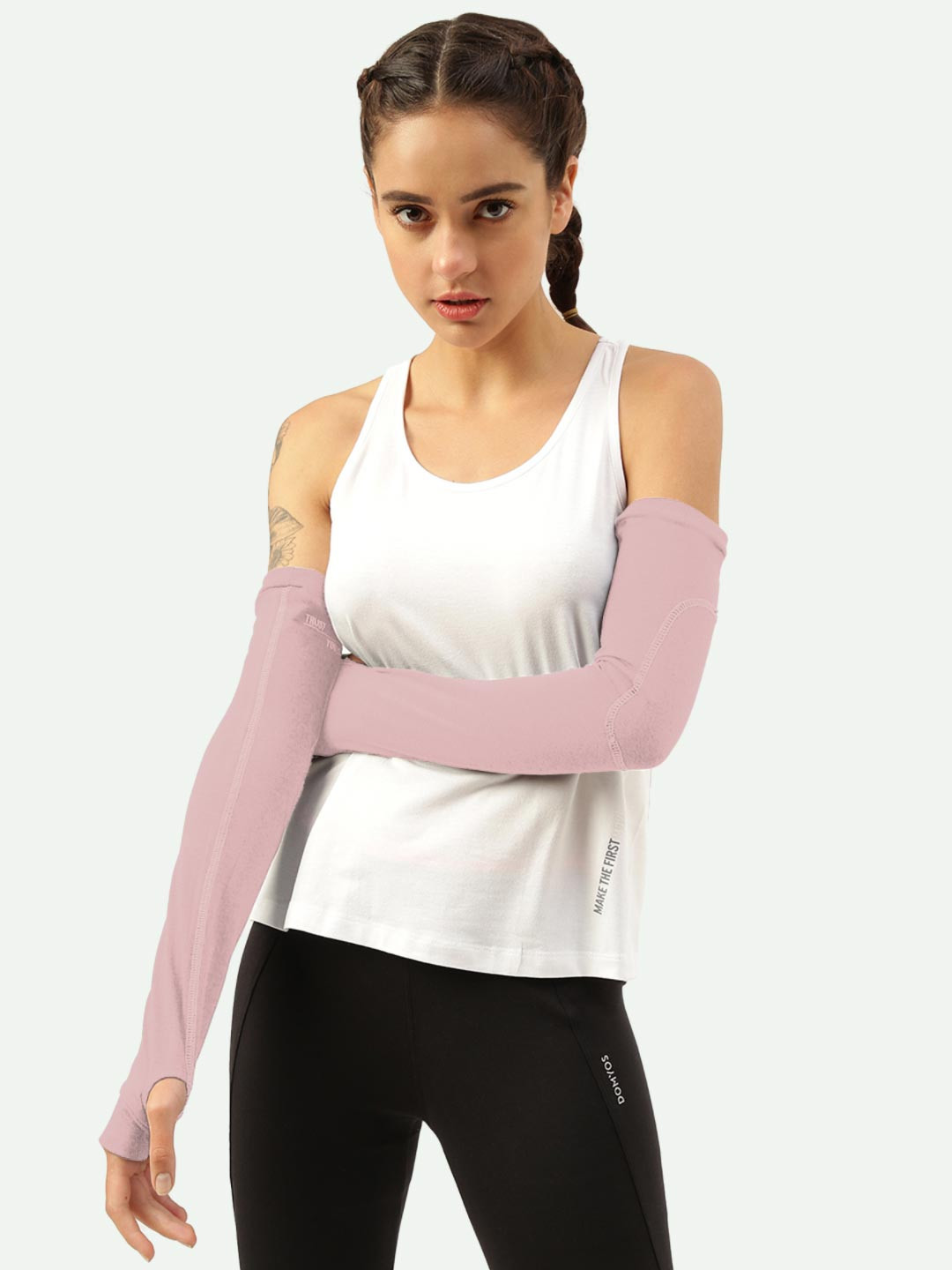 

FREECULTR Women Breatheable Bamboo Cotton Antibacterial Arm Sleeves Gloves, Pink