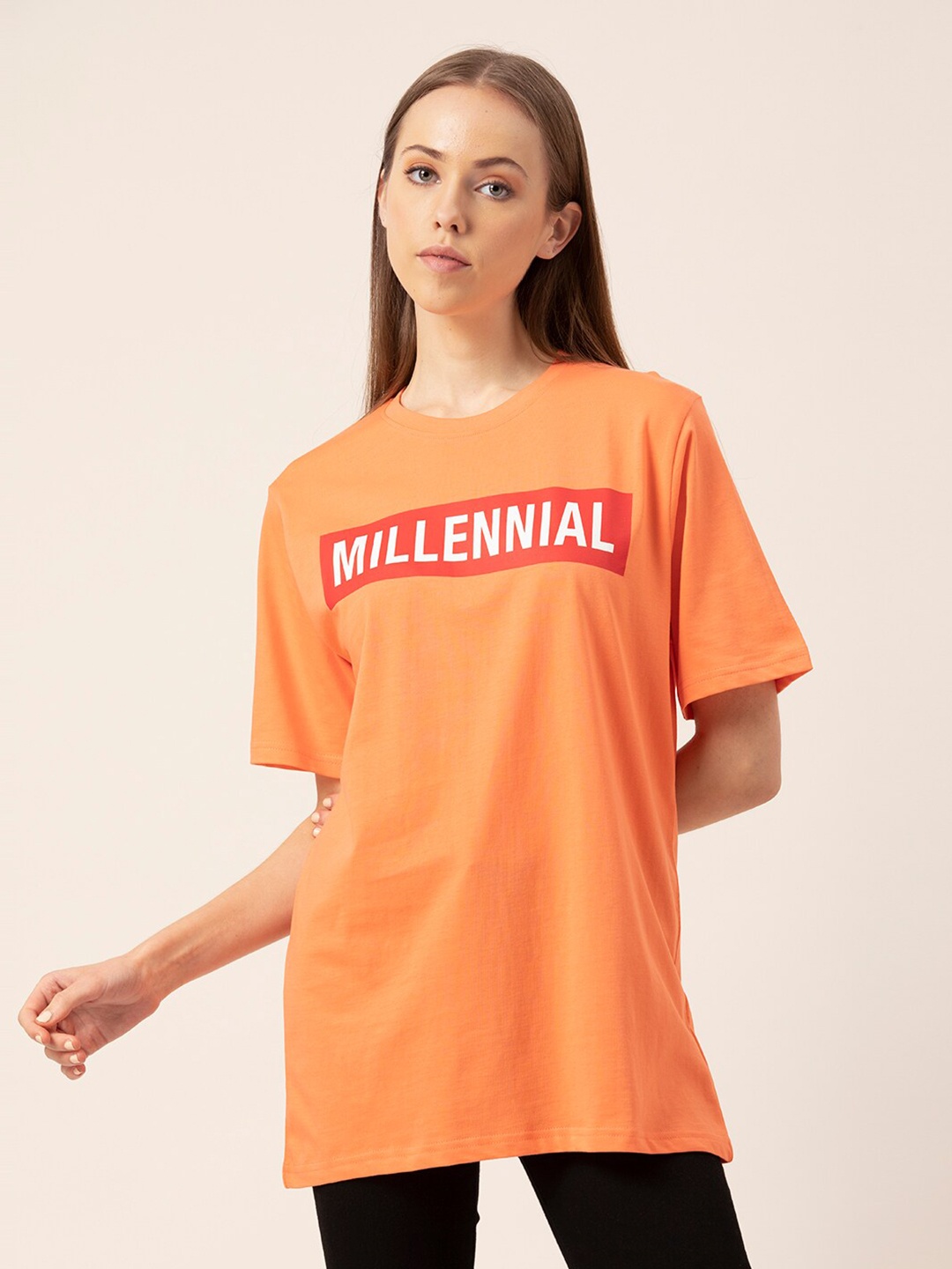 

Lounge Dreams Pure Cotton Oversized T-shirt, Peach