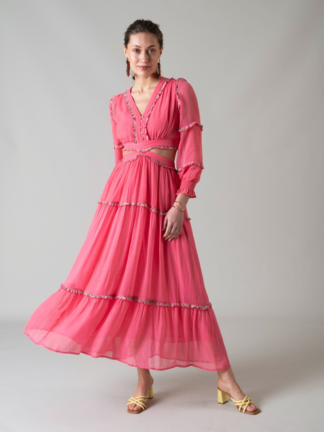 

Style Island Rayon V Neck Maxi Dress, Pink