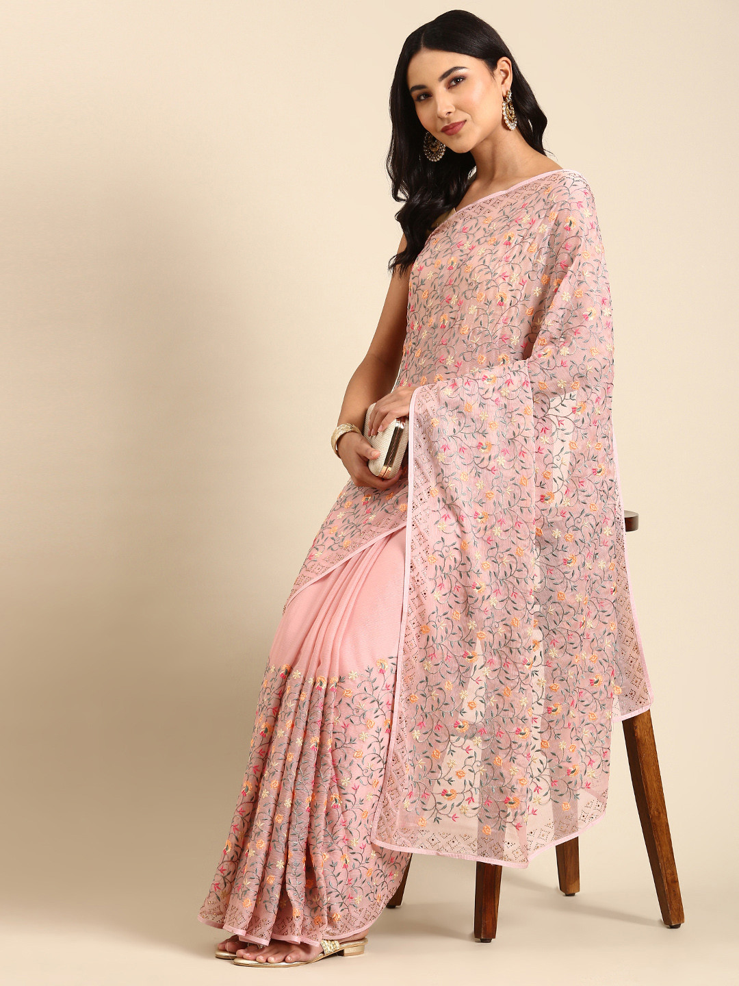 

kasee Floral Sequinned Saree, Pink