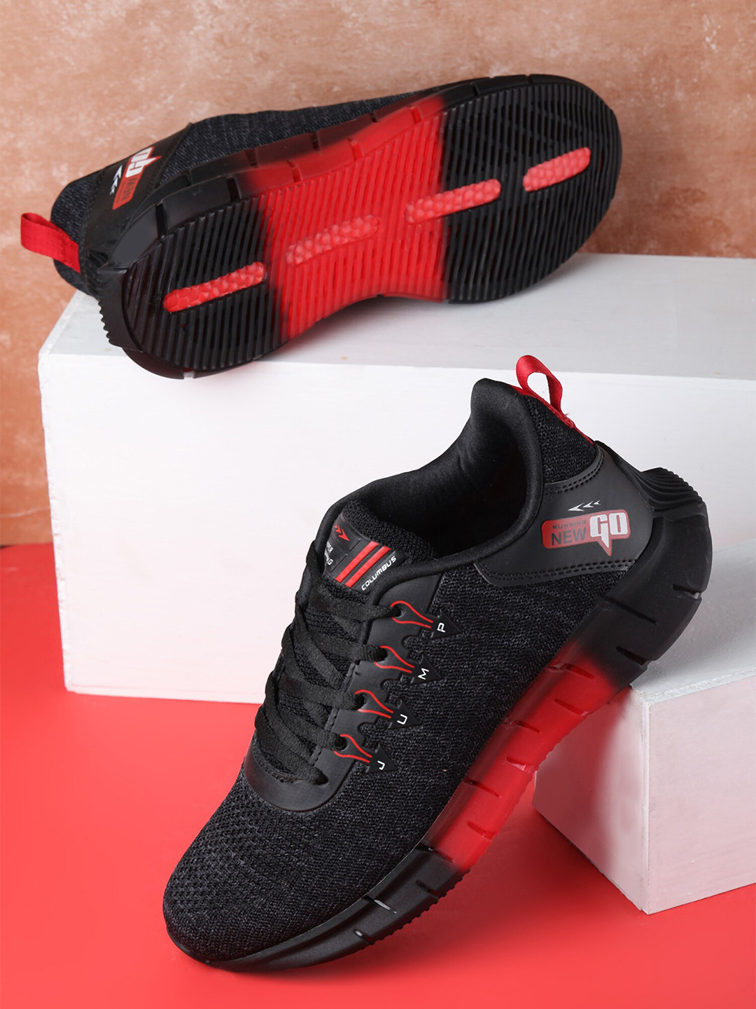 

Columbus Men JUMP Mesh Memory Foam Running Shoes, Black