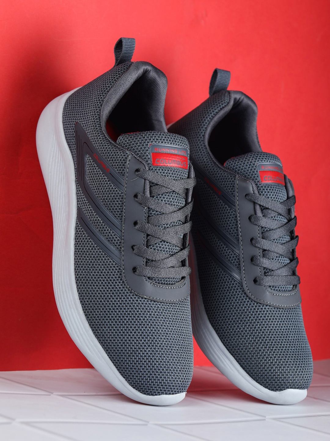 

Columbus Men Swinger Memory Foam Running Sports Shoes, Grey