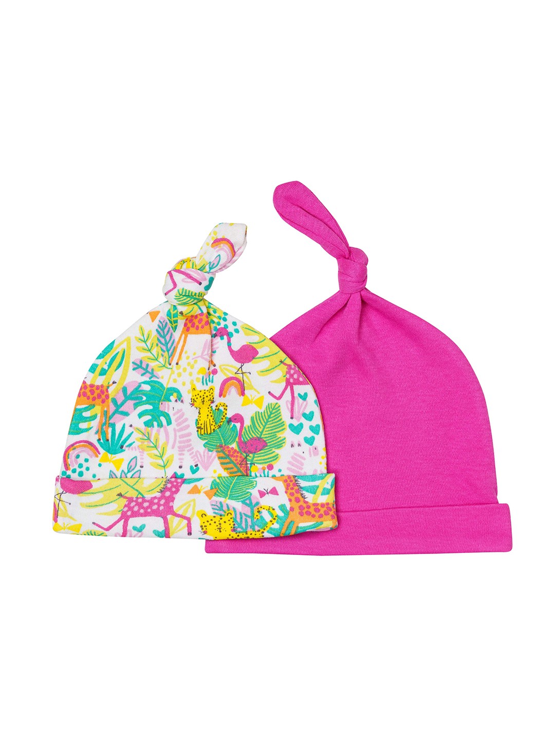 

H By Hamleys Infants Kids Pack of 2 Printed Cotton Beanie, Green