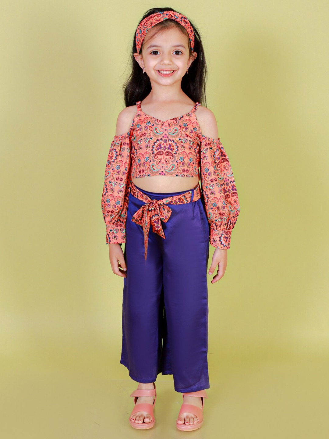 

LIL DRAMA Girls Printed Top with Trousers, Purple
