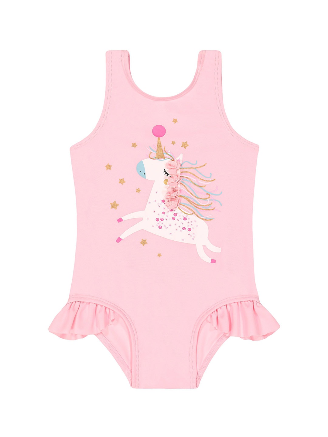 

mothercare Infant Girls Self Design Sleeveless Low Coverage Swimwear, Pink