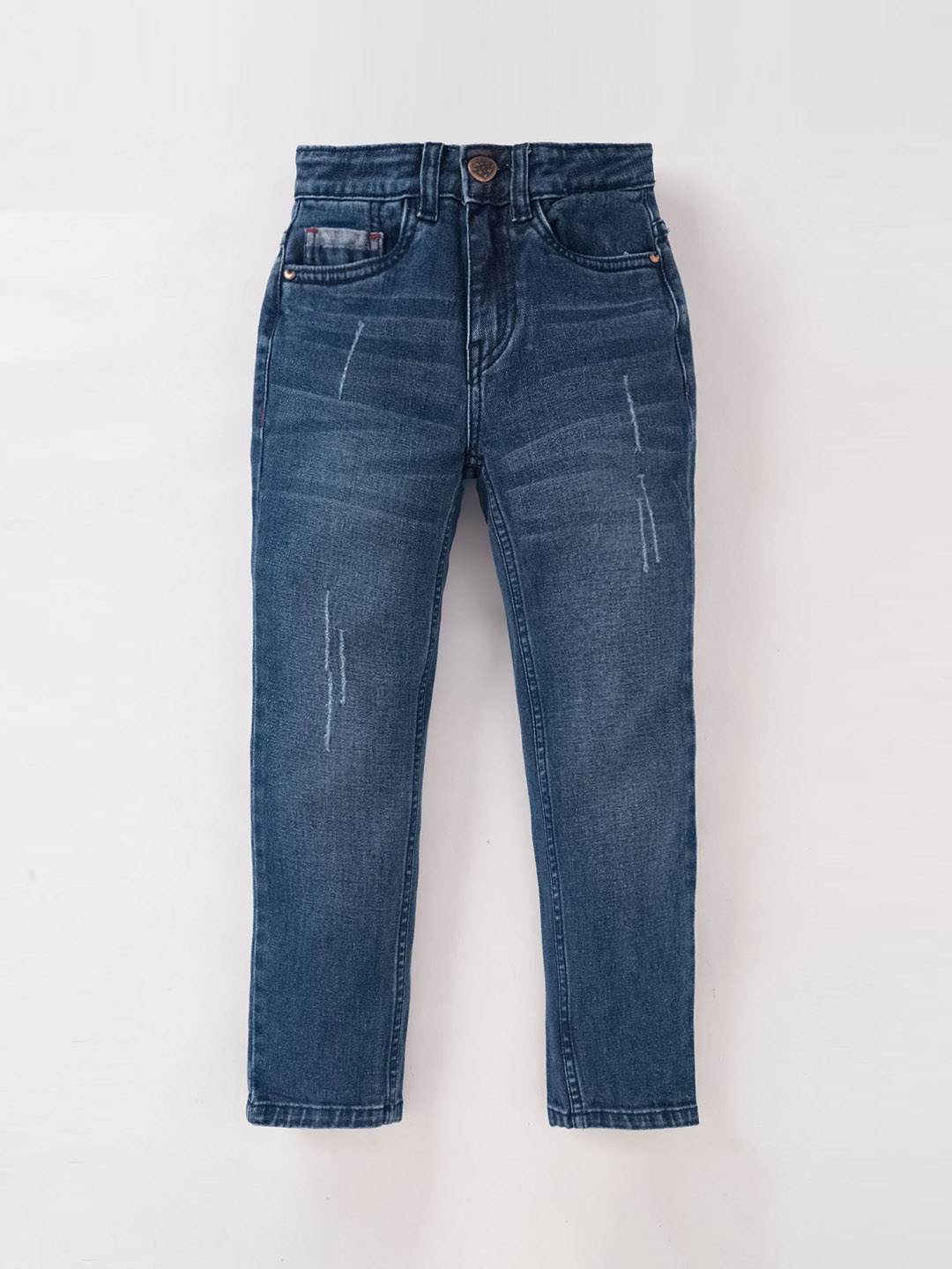 

Ed-a-Mamma Boys Slim Fit Low Distress Light Fade Stretchable Cotton Jeans, Blue
