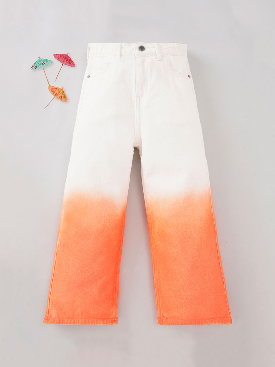 

Ed-a-Mamma Girls Wide Leg Ombre Stretchable Cotton Jeans, Orange