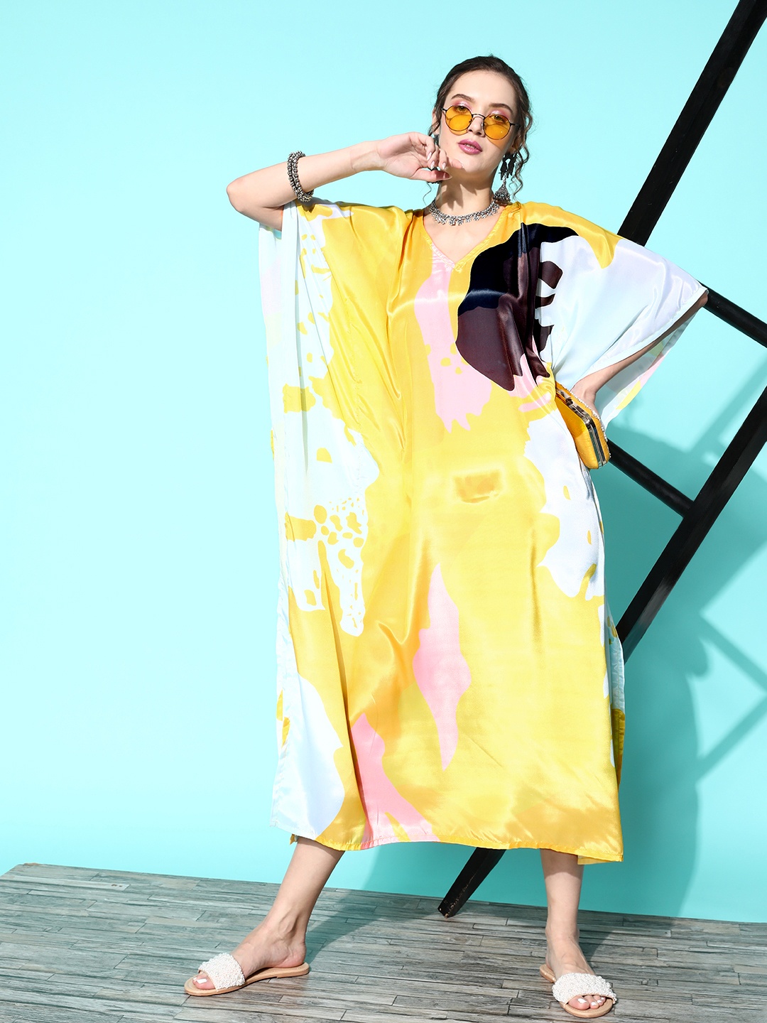 

InWeave Colourblocked Kaftan Maxi Dress, Yellow