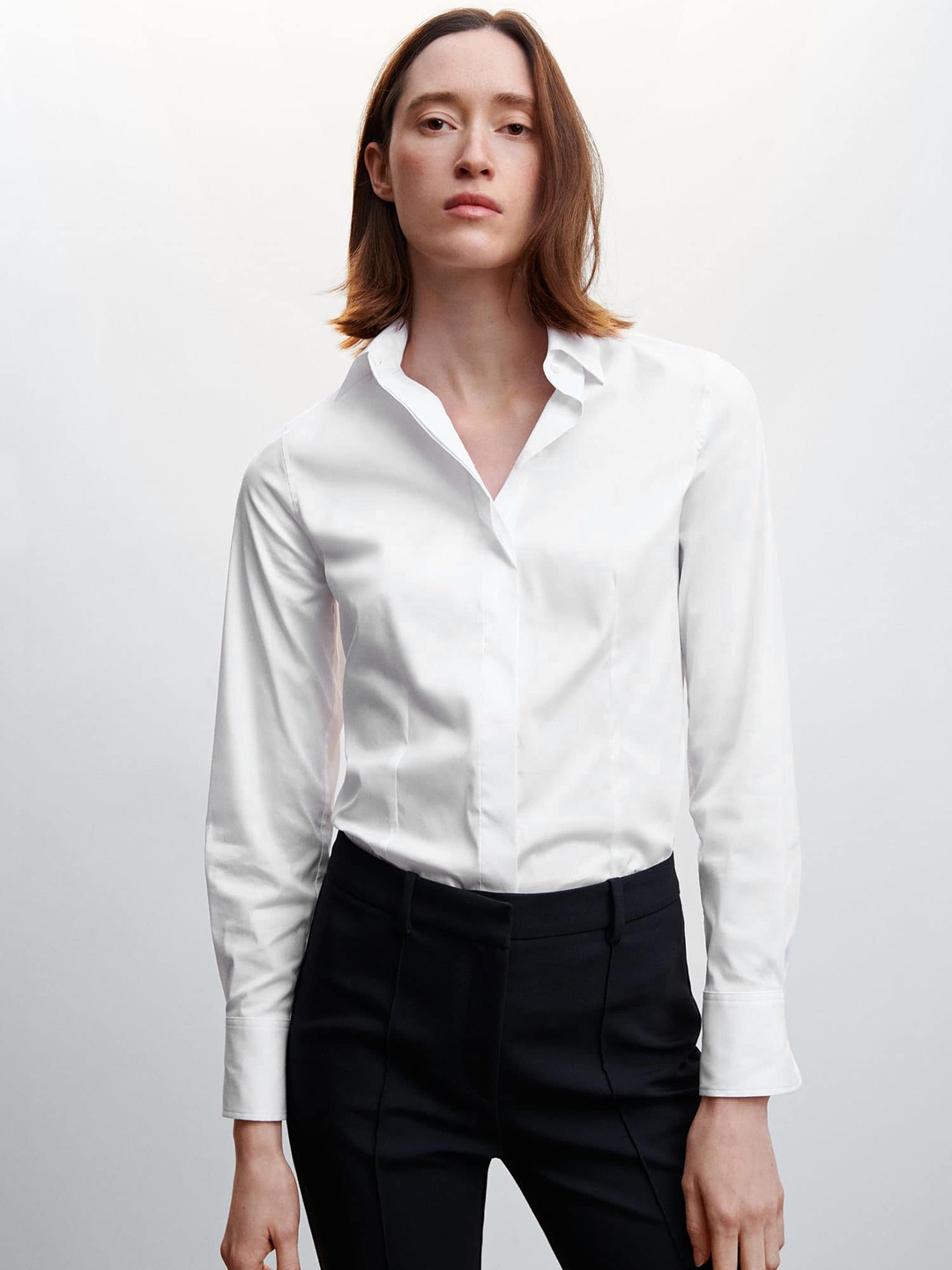 

MANGO Sustainable Cotton Poplin Shirt, White