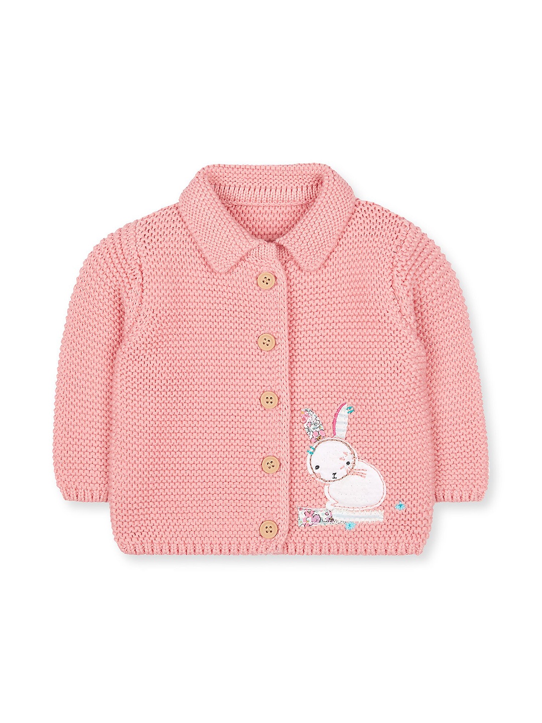 

mothercare Infant Girls Applique Cotton Cardigan, Pink