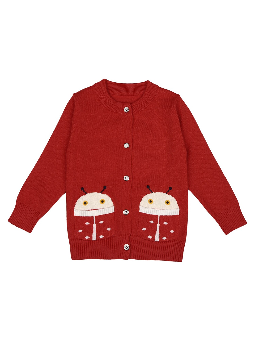 

mothercare Girls Self Design Cotton Cardigan, Red