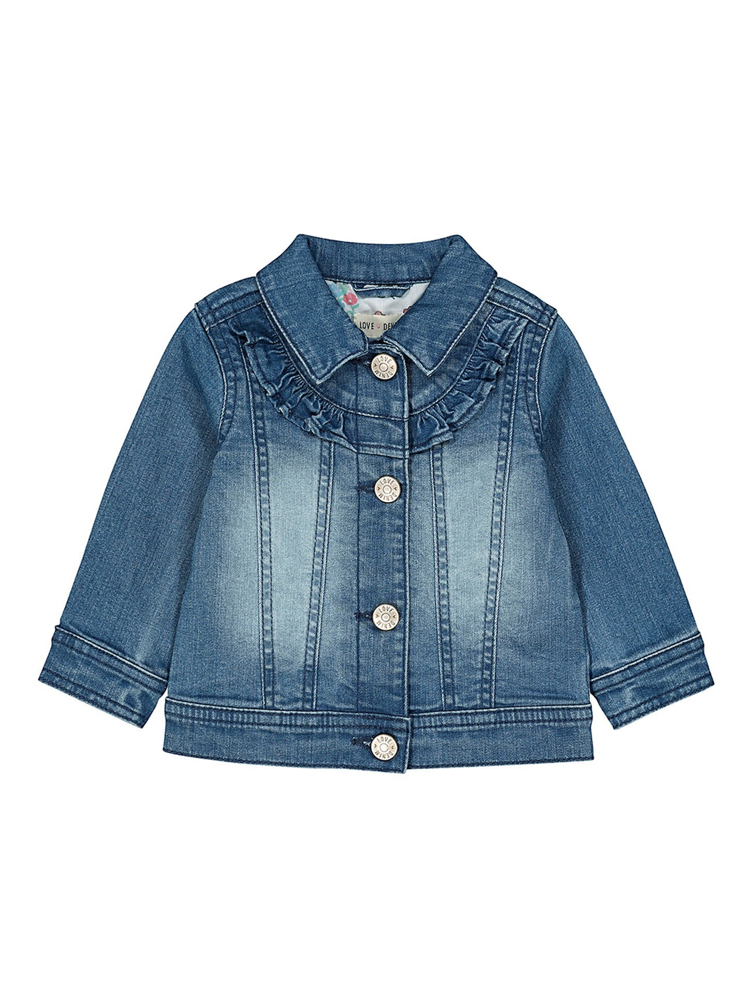 

mothercare Girls Washed Cotton Denim Jacket, Blue