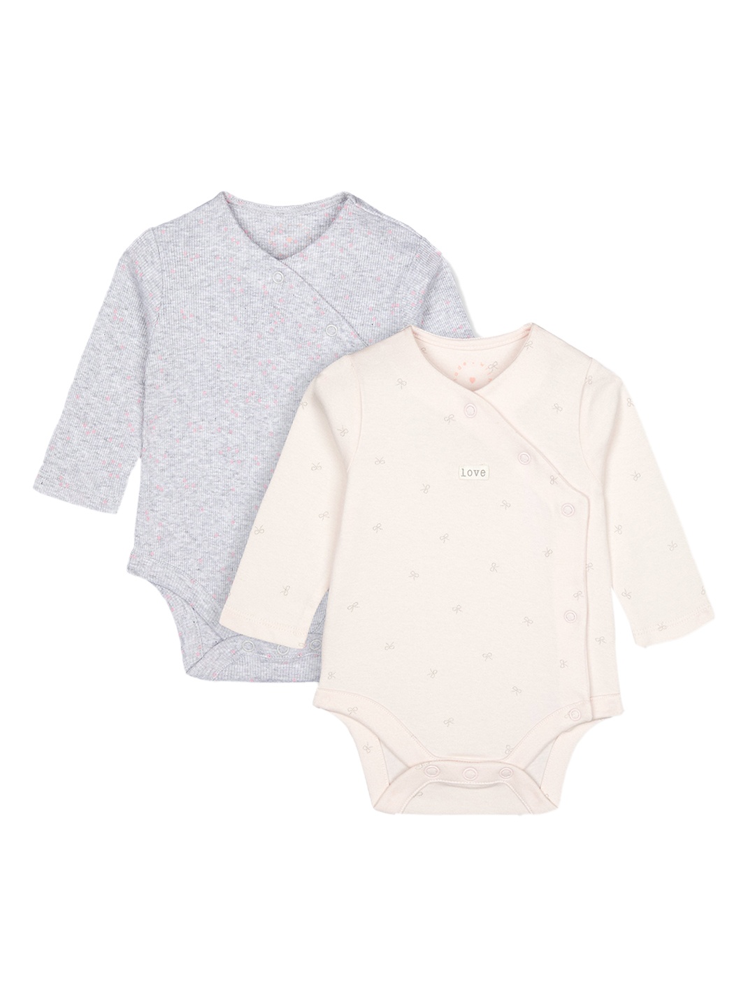 

mothercare Infant Girls Pack Of 2 Cotton Bodysuits, Grey