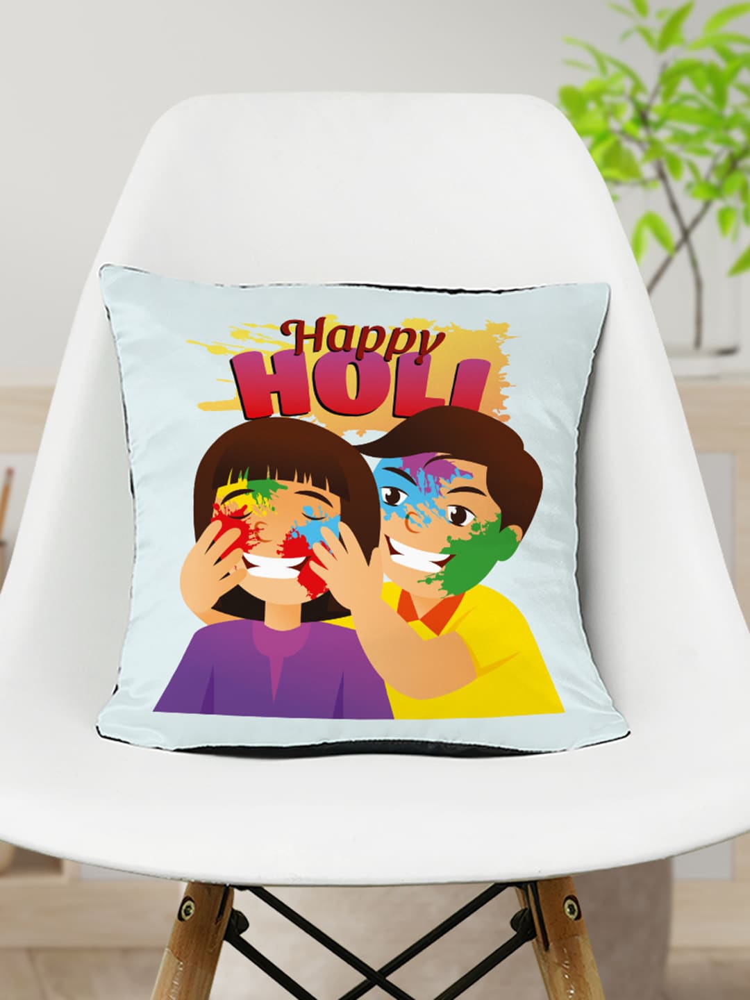 

Crazy Corner White Printed Pre-Filled Cushion